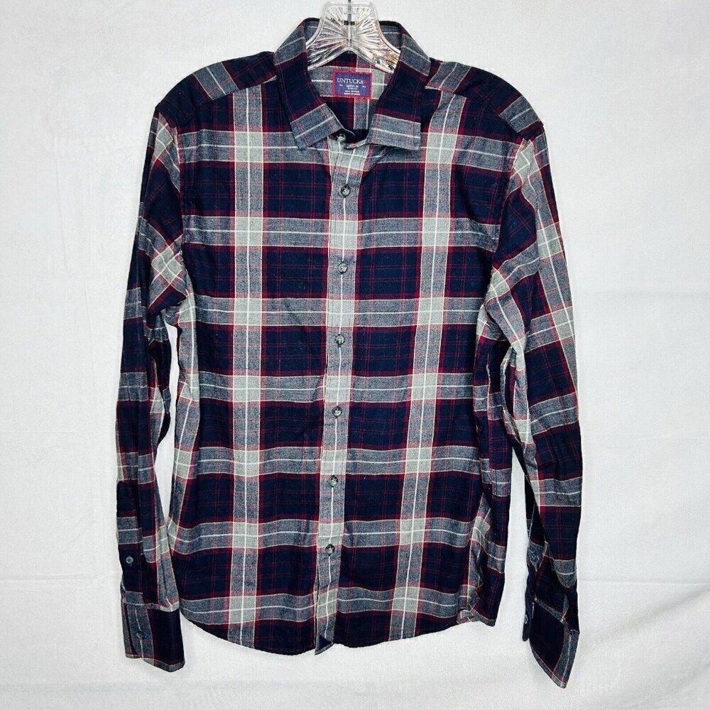 UNTUCKit Shirt Mens Sz M Slim Fit Multicolor Plaid Long Sleeve Button Up